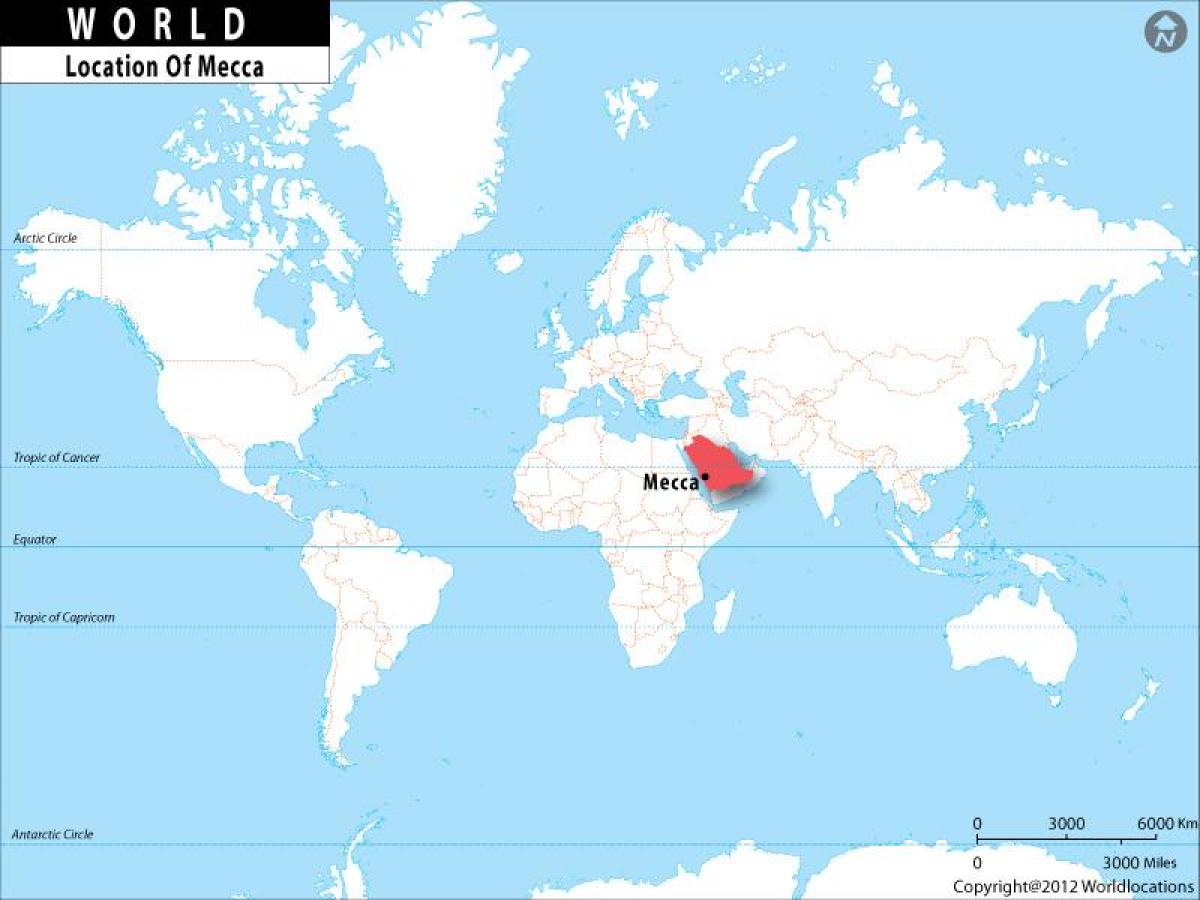 Makkah v svetovnem zemljevidu